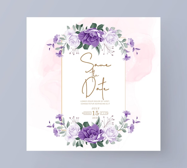 Belle Carte D'invitation De Mariage Guirlande Florale Aquarelle