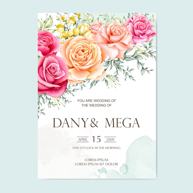 Vecteur belle carte de mariage aquarelle florale