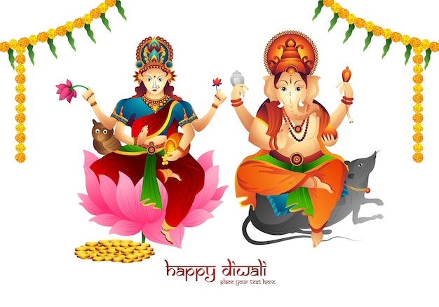 Belle Célébration Joyeux Diwali Pour La Conception D'illustration De Carte De Voeux Ganesh Laxmi