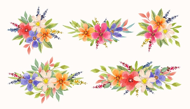 Belle Collection D'arrangements De Fleurs Aquarelles Colorées