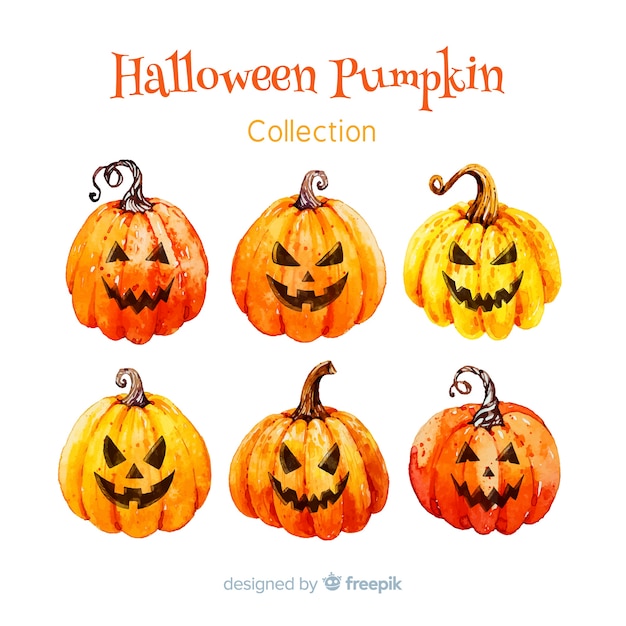 Belle Collection De Citrouille Halloween Aquarelle