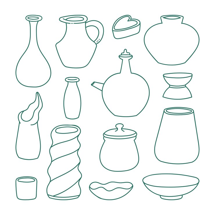 une belle collection de contours de poterie