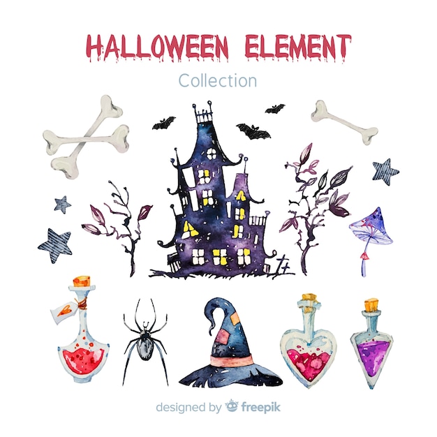 Belle Collection D'éléments Aquarelle Halloween