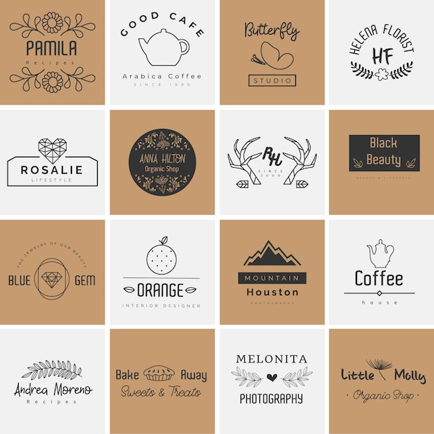Belle collection de logotypes pour la photographie, la décoration et l'agenda