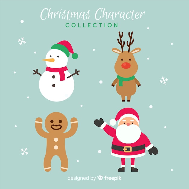 Belle collection de personnages de Noël avec design plat