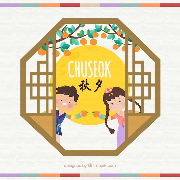 Belle Composition Chuseok Avec Un Design Plat