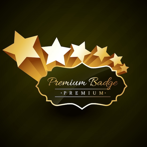 Belle conception de badge d&#39;or haut de gamme avec design vectoriel d&#39;étoiles
