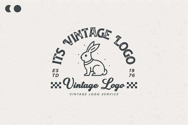 Vecteur belle conception du logo du lapin design vintage style classique