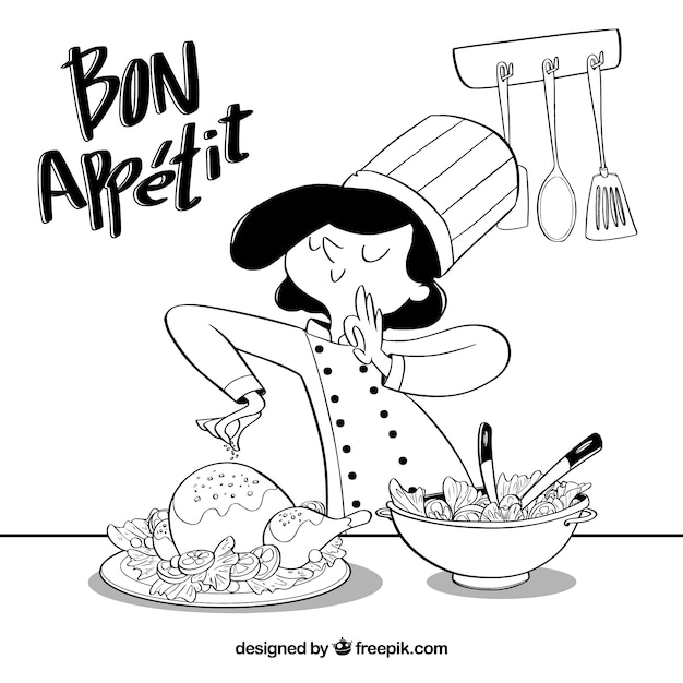 Vecteur belle cuisine dessinée à la main