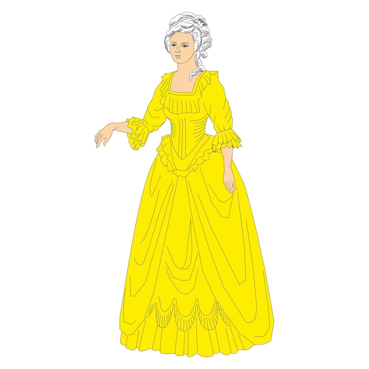 Vecteur belle dame de la cour héraldique illustration vectorielle dessinée à la main isolée sur blanc