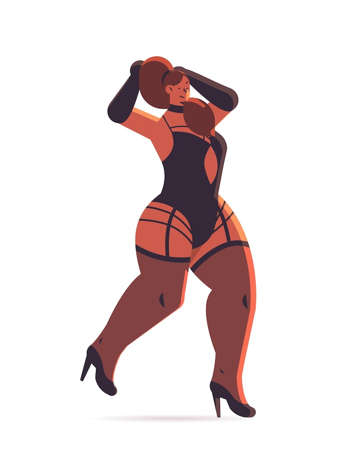 Vecteur belle dame romantique femme sexuelle posant en sous-vêtements sexy jolie fille portant en illustration vectorielle verticale de style bdsm