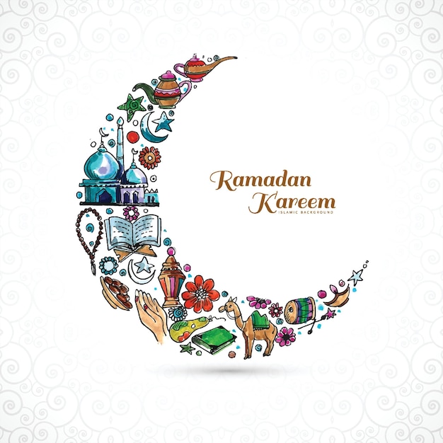 Belle Décoration De La Lune Ramadan Kareem Arrière-plan