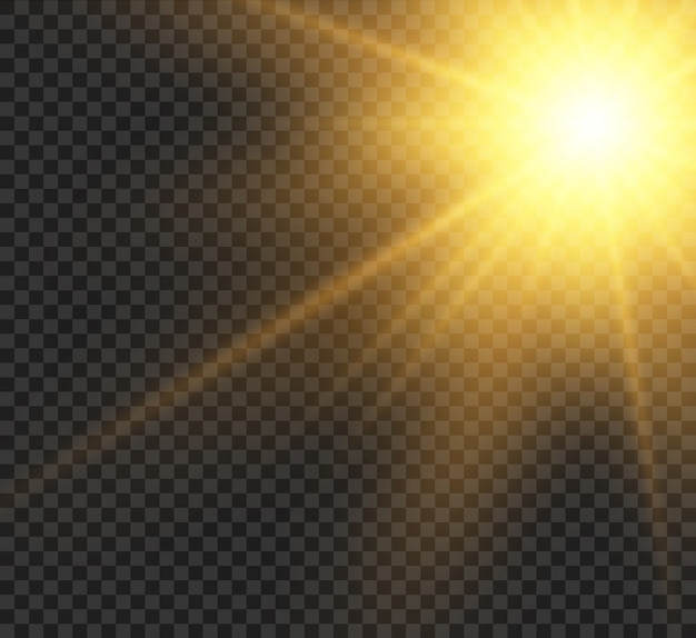belle étoile brillante sur un fond transparent. La lumière des rayons.