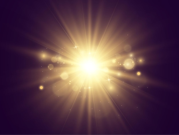 Belle étoile brillante Illustration vectorielle d'un effet de lumière sur un fond transparent.