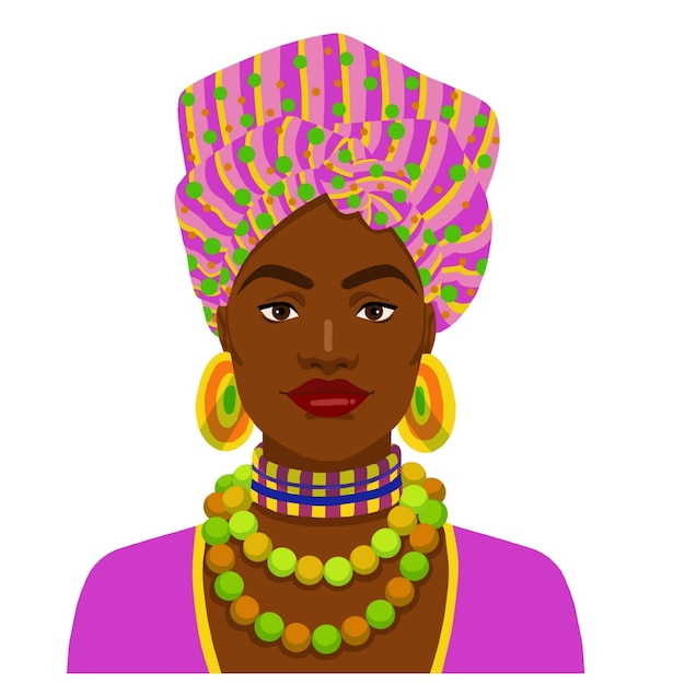 Vecteur belle femme africaine en vêtements colorés