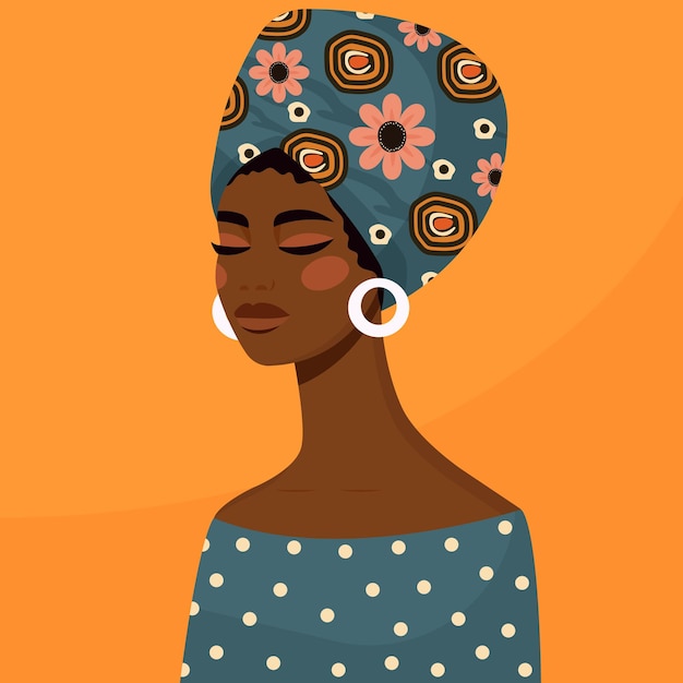 belle femme africaine en vêtements traditionnels illustration vectorielle plate