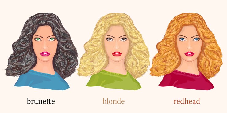 Vecteur belle femme blonde brune et rousse