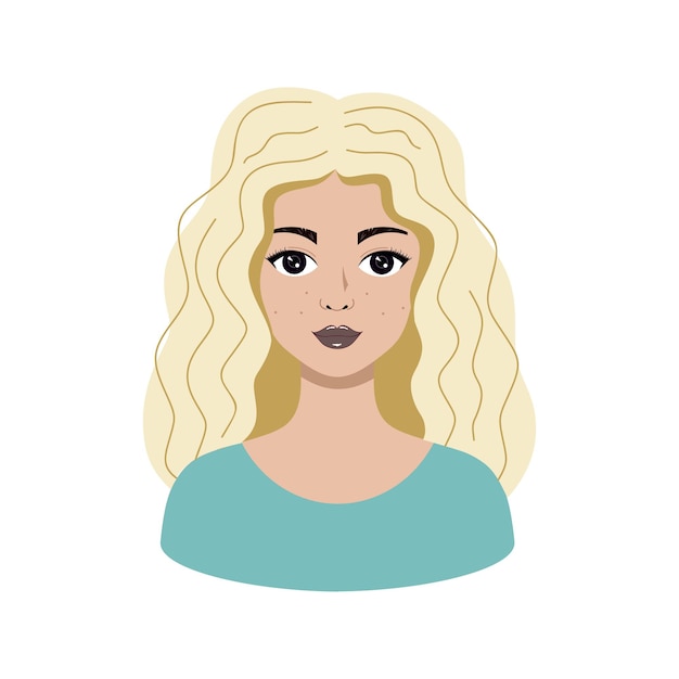 Belle Femme Blonde Avec Du Maquillage. Avatar Pour Un Salon De Beauté. Illustration Vectorielle Dans Le Style Cartoon.