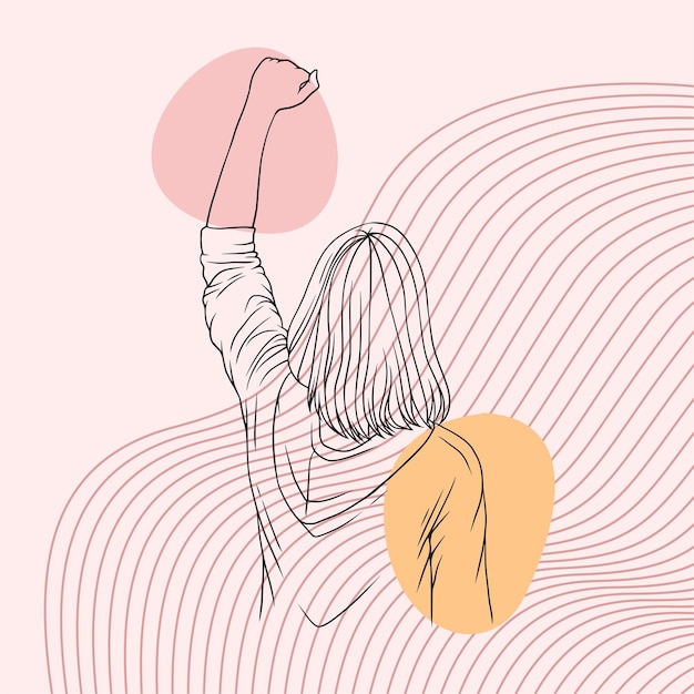 Vecteur belle femme dessinée au minimum dans le style d'art en ligne pour la journée de la femme a