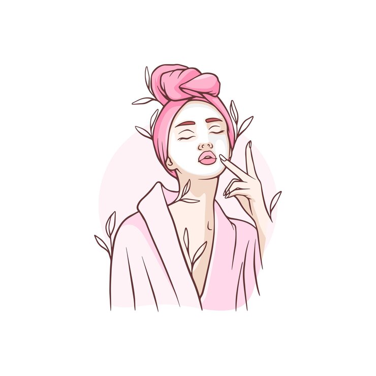 Vecteur belle femme dessinée avec un masque dessiné à la main