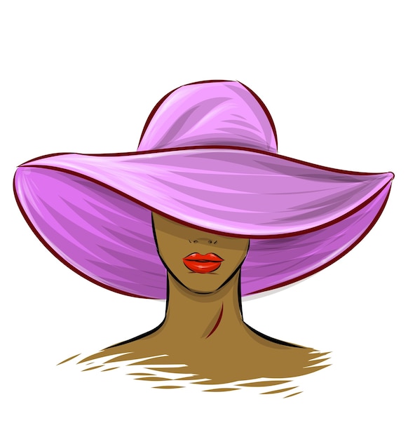 Vecteur belle femme noire avec illustration de chapeau