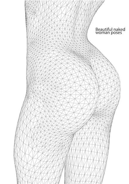 Vecteur une belle femme nue pose le corps féminin en 3d.