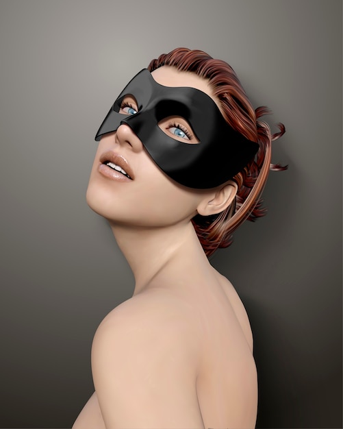 Vecteur belle femme portant un masque noir pour mascarade