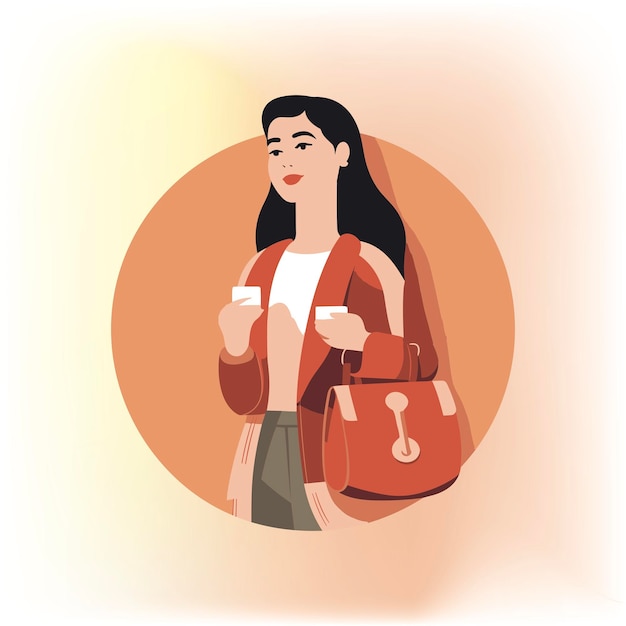 Une belle femme avec un sac rouge sur Peach