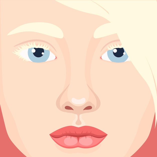 Belle fille blonde ou albino visage de près Femme aux cheveux blonds illustration vectorielle