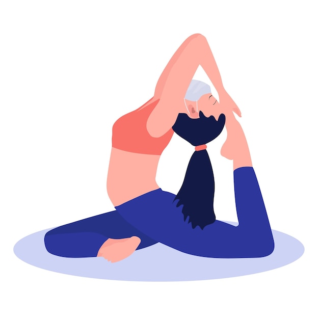 Une belle fille dans un masque est engagée dans le yoga Prévenir le coronavirus Illustration vectorielle plate