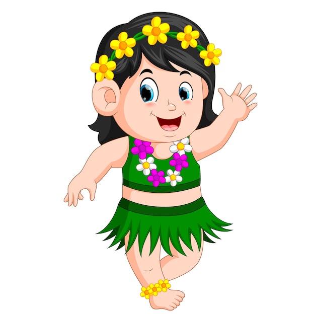 Une Belle Fille Dans Les Vêtements Hawaïens Danse Hula
