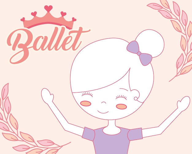 Belle Fille De Dessin Animé De Ballerine Ballet