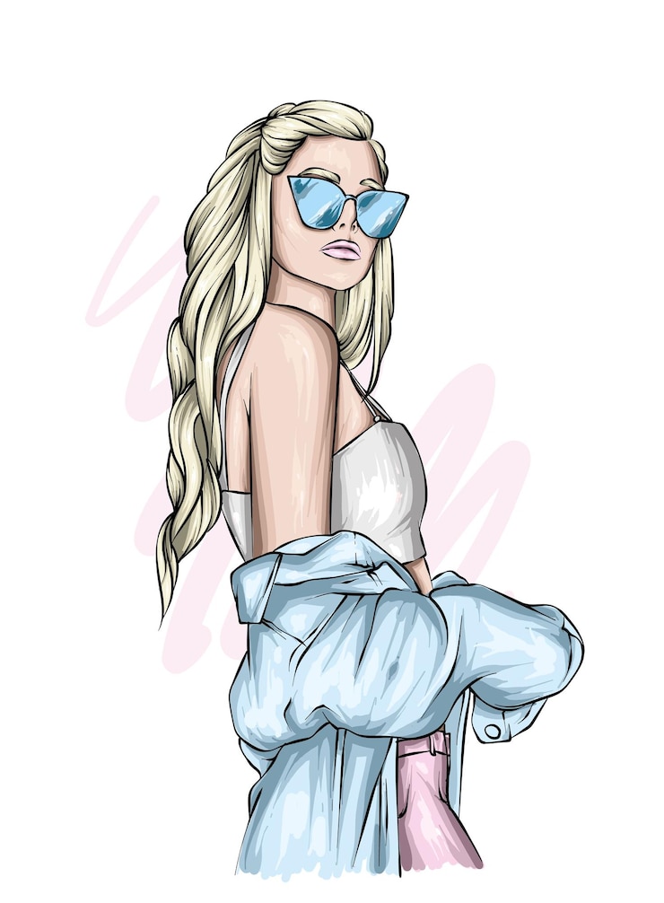 Vecteur belle fille à lunettes élégantes