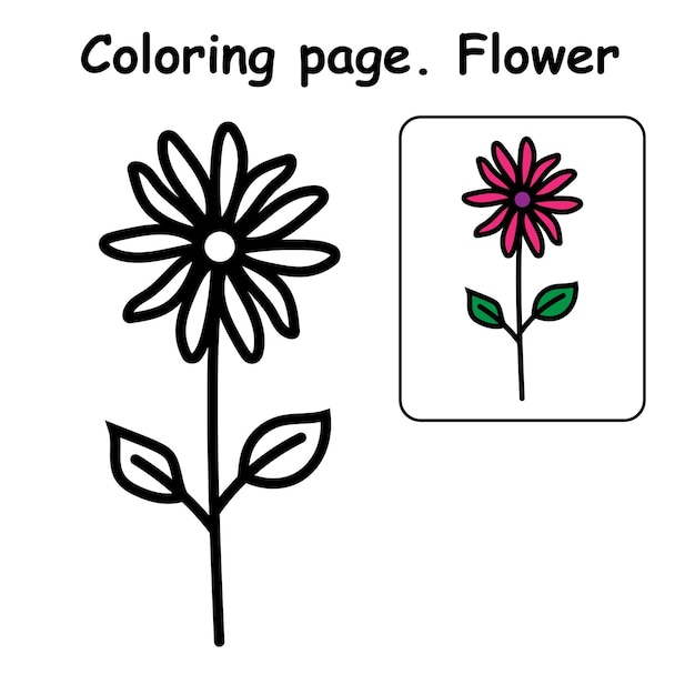 Belle Fleur Colorée à Colorier, Le Livre De Coloriage Pour Les Enfants D'âge Préscolaire