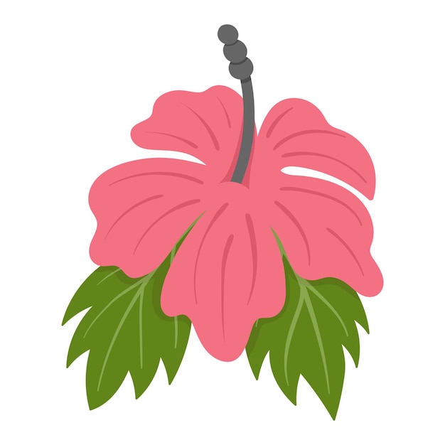 Belle Fleur Tropicale. Doodle Clipart Plat. Tous Les Objets Sont Repeints.