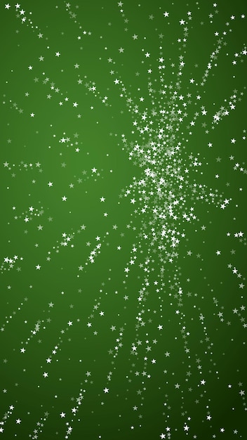 Belle fond de neige de Noël Subtiles flocons de neige volants et étoiles sur fond vert de Noël Beau modèle de recouvrement de neige Illustration vectorielle verticale