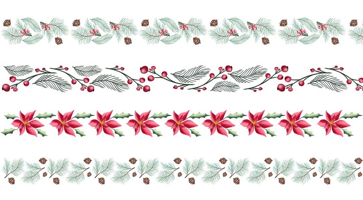 Vecteur belle guirlande de noël dessinée à la main avec branches et décoration