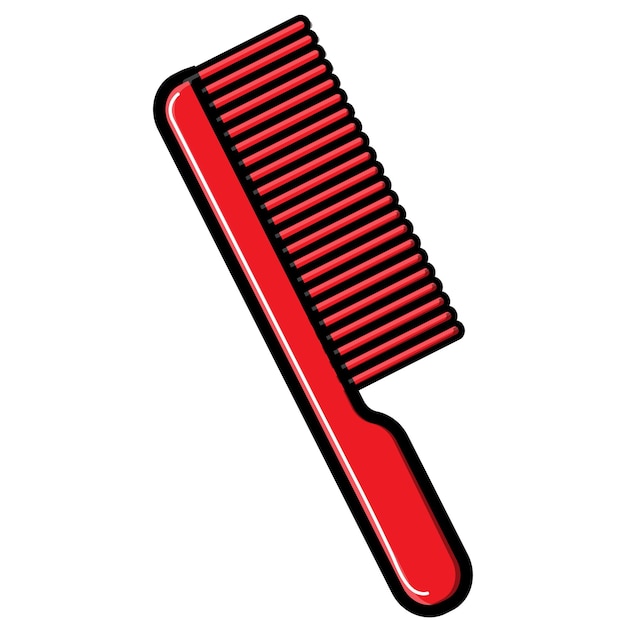 Belle Icône Plate Simple D'un Peigne Rouge En Plastique Pour Peigner Les Cheveux Et Faire Des Coiffures Pour Pointer