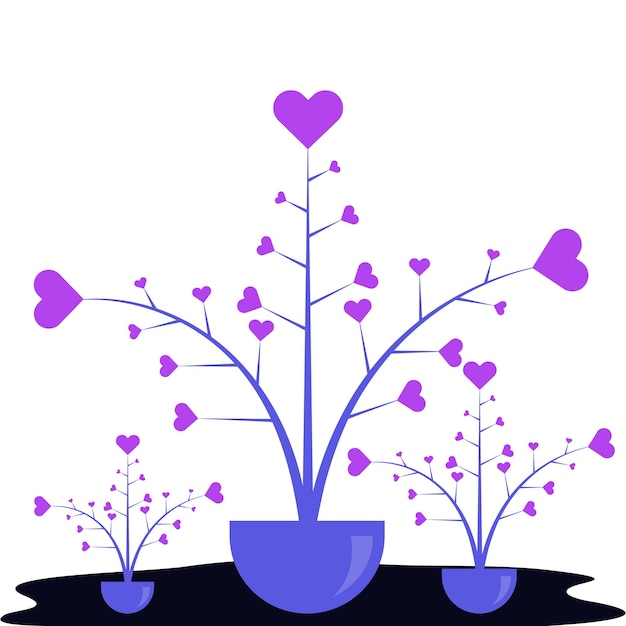 Belle illustration d'arbre d'amour en forme de coeur