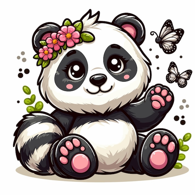 Vecteur belle illustration de dessin animé du panda vectoriel