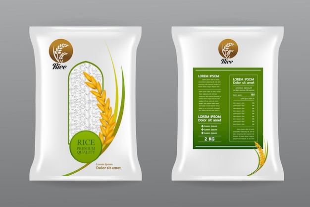 Belle Illustration De L'emballage Du Produit De Riz