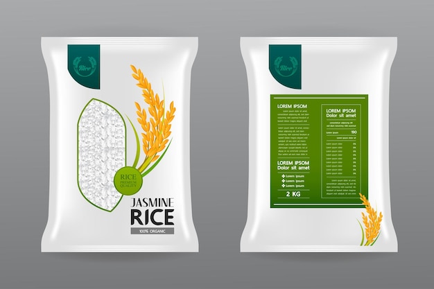 Belle Illustration De L'emballage Du Produit De Riz