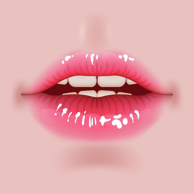 Belle Illustration De Lèvres Réalistes Aux Couleurs Vives Parfait Pour Le Maquillage Beauté Et La Mode
