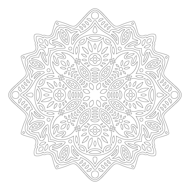 Belle Illustration Linéaire Monochrome Pour La Page De Livre De Coloriage Avec Motif Abstrait Isolé Sur Fond Blanc