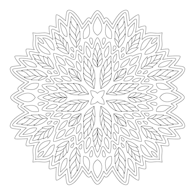 Belle illustration linéaire monochrome pour la page de livre de coloriage avec un seul motif floral