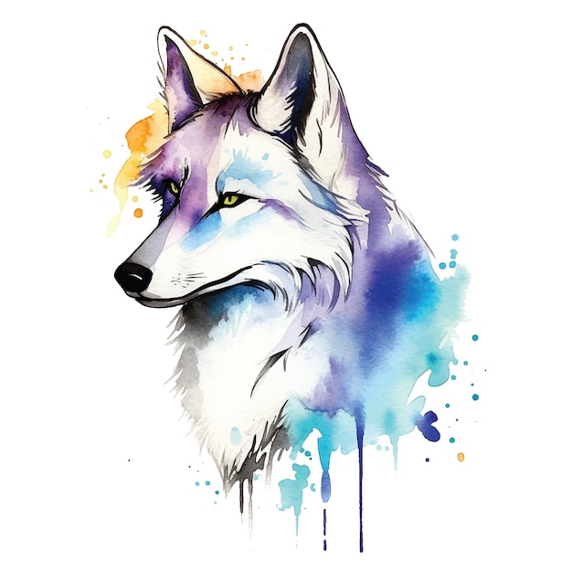 Belle Illustration De Peinture Aquarelle De Loup