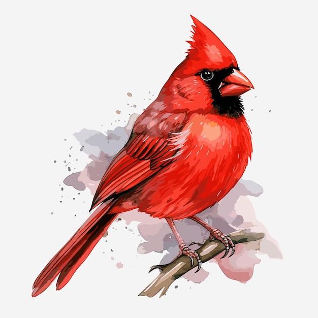 Vecteur belle illustration de peinture aquarelle oiseau cardinal du nord