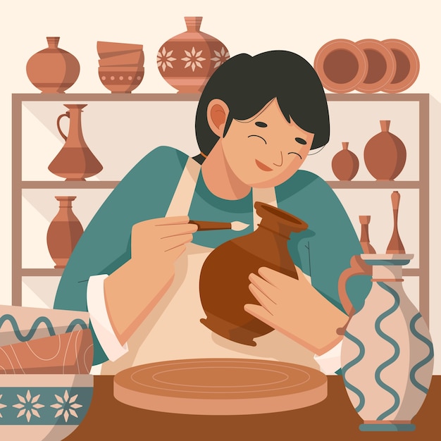 Vecteur une belle illustration de poterie