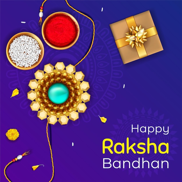 Belle Illustration De Rakhi Pour Le Festival De Raksha Bandhan Sur Fond Bleu