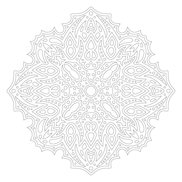 Belle illustration vectorielle linéaire monochrome pour la page de livre de coloriage adulte avec mandala abstrait isolé sur fond blanc